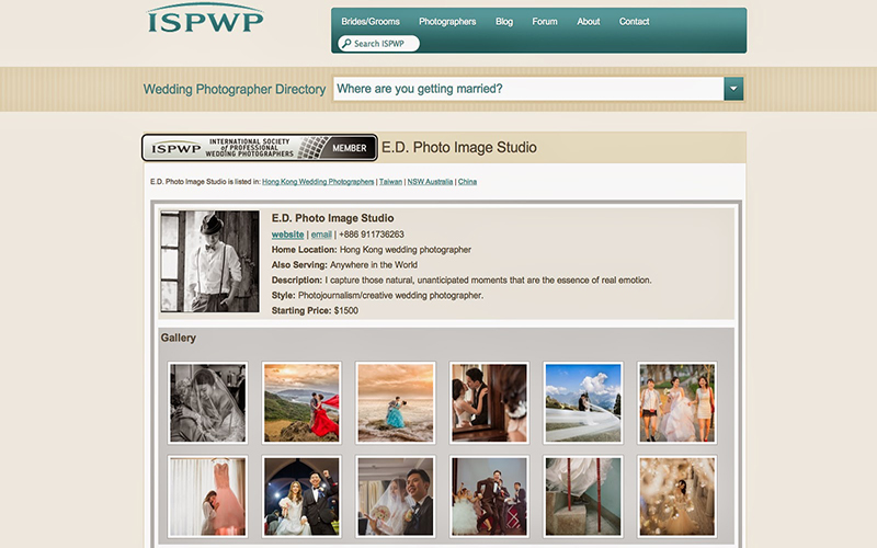 ISPWP 國際專業婚禮攝影師協會認證通過