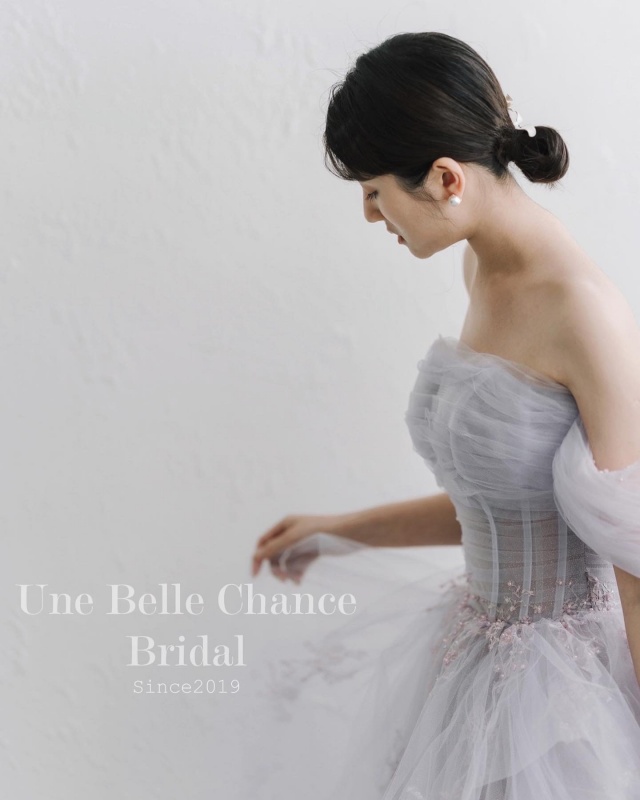 B-605淺紫卡肩晚禮服